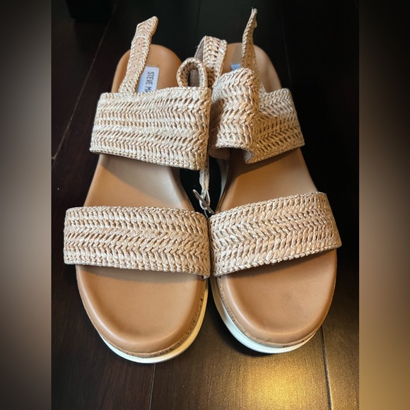 Steve Madden Women’s Brenda Slingback Platform Sandals, Natural Raffia, 11 US - Picture 2 of 10